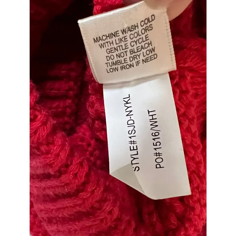 self esteem girls kids red pink Beanie Hat fur Pom pom one size
